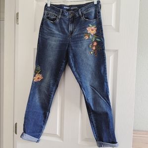 Old Navy Embroidered Rockstar Mid Rise Jeans
